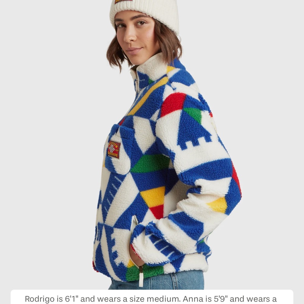 Geometric Fleece Jacket with Bold Colors - Picture 4 of 8